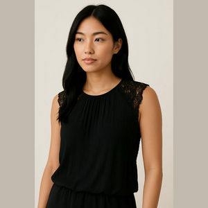 Maurices embroidered black sleeveless top with keyhole back 2X